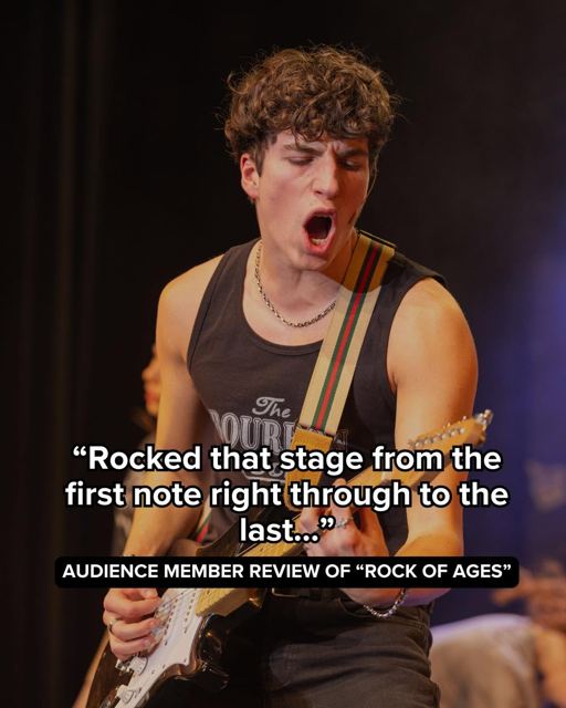 A young performer singing with a guitar, with an audience quote